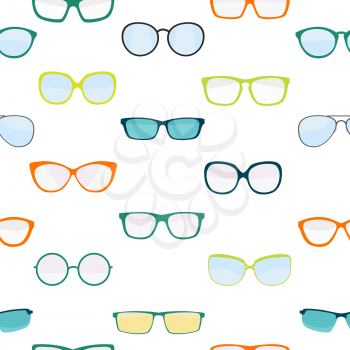 Hipster Summer Sunglasses Fashion Glasses Collection Seamless Pattern Background Vector Illustration EPS10