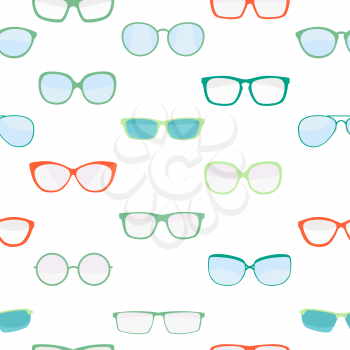 Hipster Summer Sunglasses Fashion Glasses Collection Seamless Pattern Background Vector Illustration EPS10