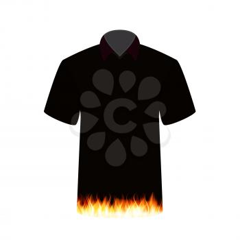 Black T-shirt with the Image of Fire. Vector Illustration. EPS10