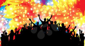 Crowd of happy, satisfied people silhouettes. Vector Illustration. EPS10