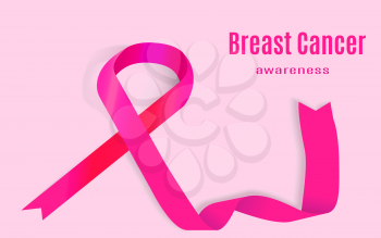 Awareness Pink Ribbon. The International Symbol of the Fight Against Breast Cancer. Vector Illustration. EPS10