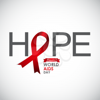 Red Ribon - Symbol of 21 December World AIDS Day Vector Illustration