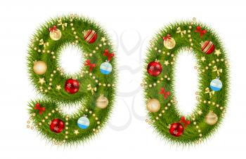 Christmas alphabet number Isolated vector illustration. EPS10