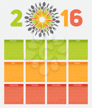 2016 New Year Calendar on Abstract Mobile Phone Vector Illustration EPS10