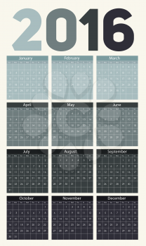 2016 New Year Calendar on Abstract Mobile Phone Vector Illustration EPS10