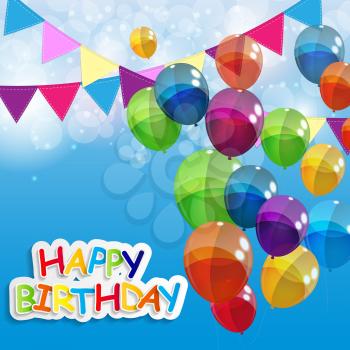 Color Glossy Balloons Happy Birthday Background Vector Illustration EPS10