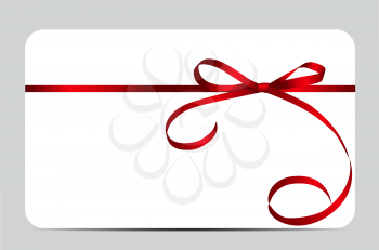 Gift Card with Red Ribbon and Bow. Vector illustration EPS10
