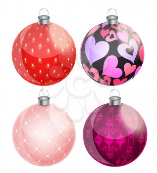 New Year and Christmas Balls Set Vector Illustration EPS10