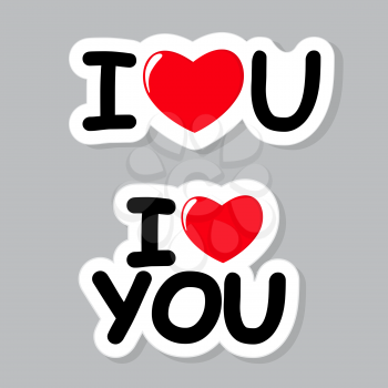 I Love You Sticker Vector Illustration EPS10