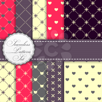 Romantic Seamless Pattern Background Set Vector Illustration EPS10