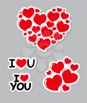 Set of Heart Form Sticker Vector Illustration EPS10