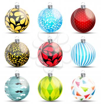 New Year and Christmas Balls Set Vector Illustration EPS10