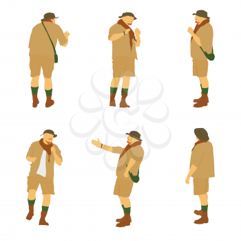 Set of Tourists in a Safari. Vector Illustration. EPS10