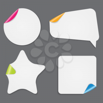 Realistic White Paper Stickers Isolated on White Background Vector Illustration EPS10