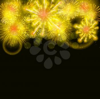 Vector Illustration of Fireworks, Salute on a Dark Background EPS10