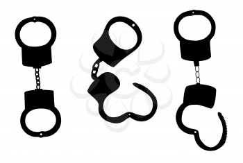 Handcuffs Silhouettes Vector Illustration on White Background EPS10