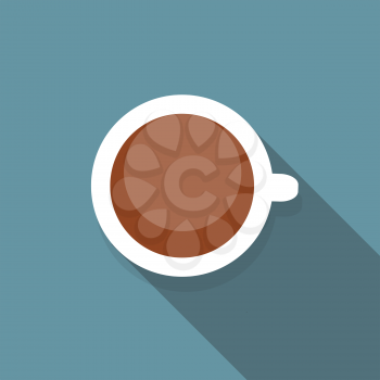 Cup of Coffee Flat Icon with Long Shadow, Vector Illustration Eps10
