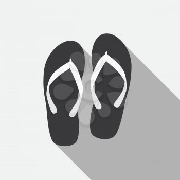 Flip Flop Flat Icon with Long Shadow, Vector Illustration Eps10