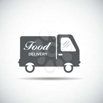 Icon with Flat Graphics Element of Food Delivery Car Vector Illustration EPS10