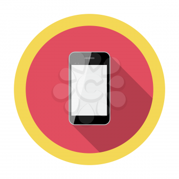 Mobile Phone Flat Icon with Long Shadow, Vector Illustration Eps10