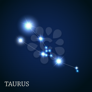Taurus Zodiac Sign of the Beautiful Bright Stars Vector Illustration EPS10