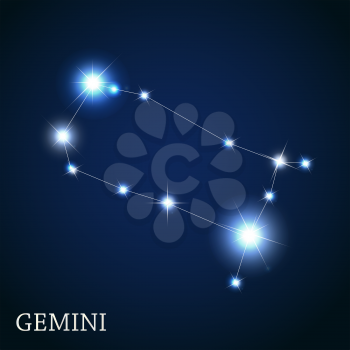 Gemini Zodiac Sign of the Beautiful Bright Stars Vector Illustration EPS10