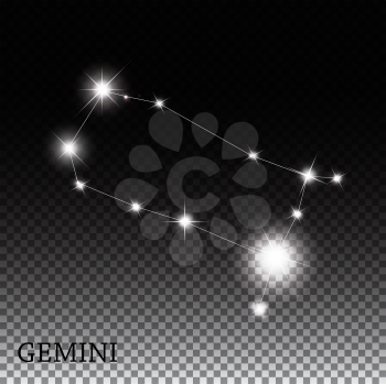 Gemini Zodiac Sign of the Beautiful Bright Stars Vector Illustration EPS10