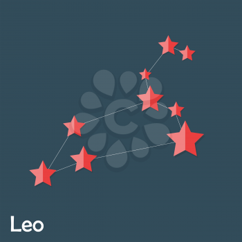 Leo Zodiac Sign of the Beautiful Bright Stars Vector Illustration EPS10