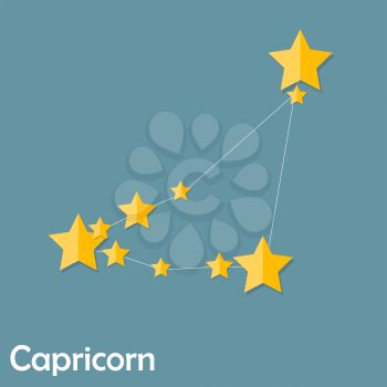 Capricorn Zodiac Sign of the Beautiful Bright Stars Vector Illustration EPS10