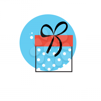 Line Icon with Flat Graphics Element of Gift Box Vector Illustration EPS10