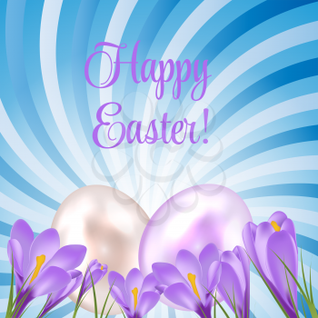 Easter eggs card with colourful eggs. vector illustration