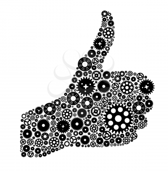 Thumbs Up Symbol, Which is Composed of Black Gears. Vector illustration