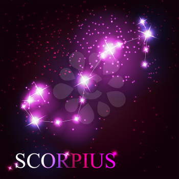 Scorpius zodiac sign of the beautiful bright stars on the background of cosmic sky