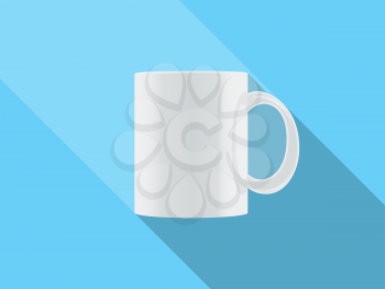 white vector cup isolated on blue background