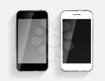 Abstract Design Black and White Mobile Phones. Vector Illustration