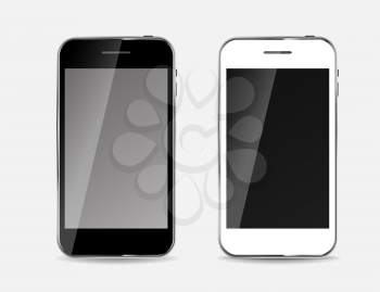 Abstract Design Black and White Mobile Phones. Vector Illustration