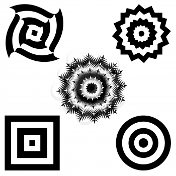 Set of Black and White Hypnotic Background. Vector Illustration.