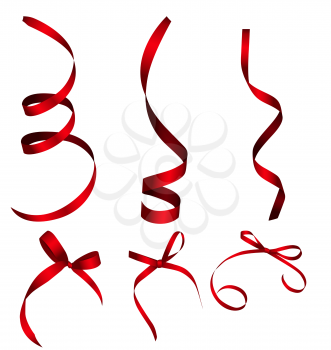 Red Ribbon and Bow Set For Your Design. Vector illustration EPS10