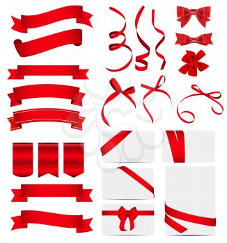Red Ribbon and Bow Set. Vector illustration EPS10
