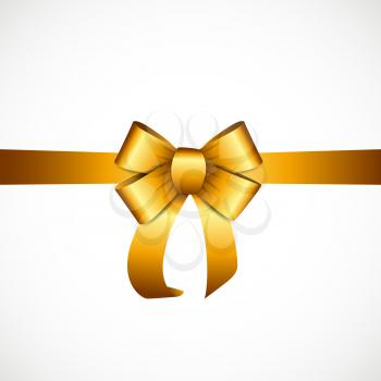 Gift Card with Gold Ribbon and Bow. Vector illustration EPS10