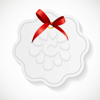 Gift Card with Red Ribbon and Bow. Vector illustration EPS10
