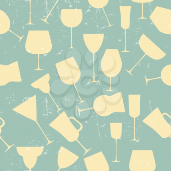 Grunge Retro  Seamless background pattern of retro alcoholic glass.