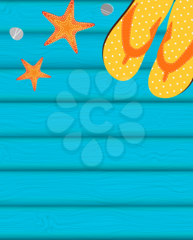Sandals and Starfish Summer Background. Vector Illustration