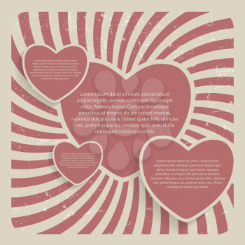 Abstract Heart Retro Grunge Background Vector Illustration.