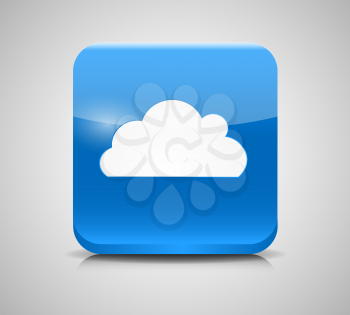 Vector Glass Button with Cloud Icon. EPS10