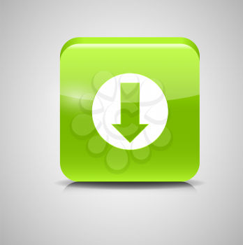 Glass Download Button Icon Vector Illustration. EPS10