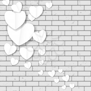 Valentines day paper heart backgroung, vector illustration.
