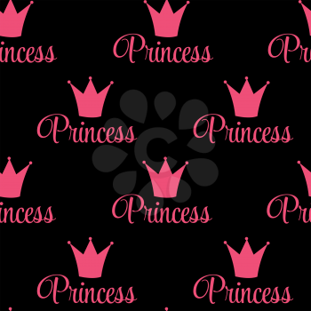 Princess Crown Seamless Pattern  Background Vector Illustration