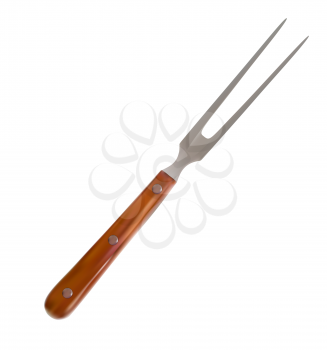 Large Fork with Wooden Handle on a White Background Vector Illustration