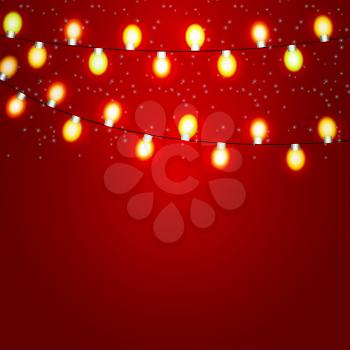 Christmas and New Year  Background with Luminous Garland Vector Illustration EPS10